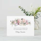 Blush Pink Floral 80th Birthday Hartelijk dank Bedankkaart (Staand voorkant)