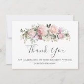 Blush Pink Floral 80th Birthday Hartelijk dank Bedankkaart (Voorkant)