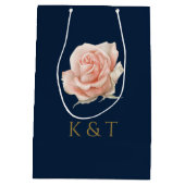 Blush Pink Floral Aangepast Monogram Medium Cadeauzakje (Achterkant)