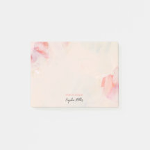 Blush Pink Floral Abstract Art Persoonlijke naam