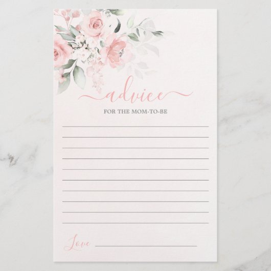 Blush Pink Floral Advice voor de moeder als kaart (Voorkant)
