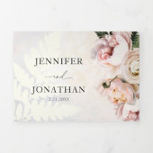 Blush Pink Floral All in One Wedding Drieluik Uitnodiging (Cover)