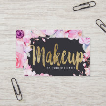 Blush Pink Floral and Black Gold Makeup Artist