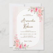 Blush Pink Floral Arch Wedding Invitation Kaart (Voorkant)