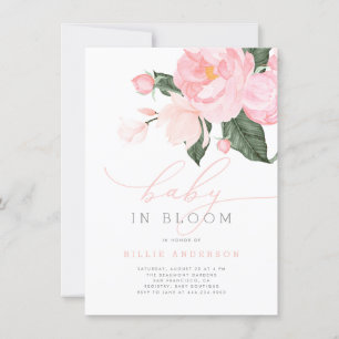 Blush Pink Floral Baby in Bloom Shower Girl Kaart