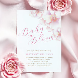 Blush Pink Floral Baby in Bloom Shower Kaart