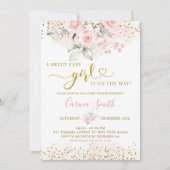 Blush Pink Floral Baby op weg Baby shower Kaart (Voorkant)