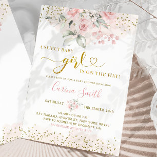 Blush Pink Floral Baby op weg Baby shower Kaart