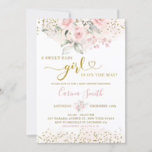 Blush Pink Floral Baby op weg Baby shower Kaart