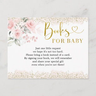 Blush Pink Floral Baby shower Boeken voor Baby Uitnodiging Briefkaart