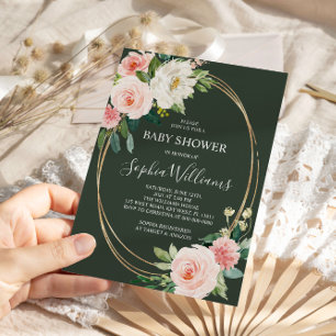 Blush Pink Floral Baby shower Kaart