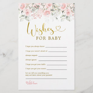 Blush Pink Floral Baby shower Wishes voor Baby