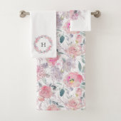 Blush Pink Floral Bad Handdoek (Insitu)