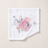 Blush Pink Floral Bad Handdoek (Wasdoekje)