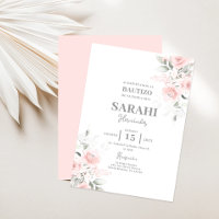 Blush Pink Floral Baptisme meisje Spaanse uitnodig