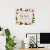 Blush Pink Floral Birthday Welkom Poster (Thuiskantoor)