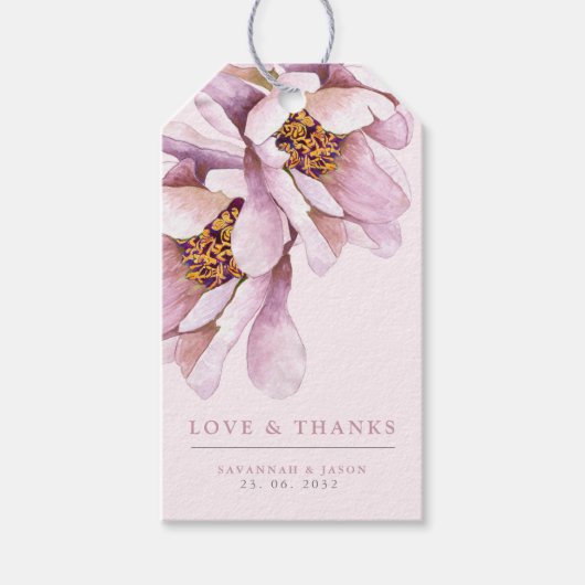 Blush Pink Floral Bloom Favor Gift Labels Cadeaulabel (Voorkant)