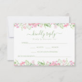 Blush Pink Floral Boho Summer wedding RSVP cards (Devant)