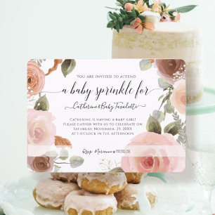 Blush Pink Floral BOHO Waterverf Baby Girl Shower Kaart