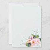 Blush Pink Floral Botanical Light Blue Wedding Kaart (Achterkant)