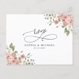Blush Pink Floral Botanical Weddenschap Enclosure Briefkaart