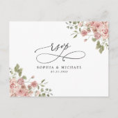 Blush Pink Floral Botanische QR Code Weddenschap R Briefkaart (Voorkant)