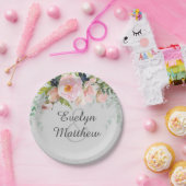 Blush Pink Floral Bouquet op grijs Vrijgezellenfee Papieren Bordje (Feest)