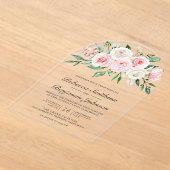 Blush Pink Floral Bouquet Wedding Acryl Uitnodigingen (Laagn)