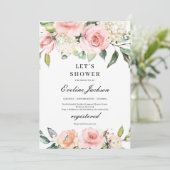 Blush Pink Floral Bridal Shower Kaart (Staand voorkant)