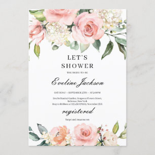 Blush Pink Floral Bridal Shower Kaart