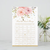Blush Pink Floral Bridal vind het Game van de Gast (Staand voorkant)