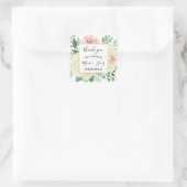 Blush Pink Floral bruiloft gunst bedankt sticker (Tas)