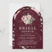 Blush Pink Floral Burgundy Bridal Shower Kaart (Voorkant)