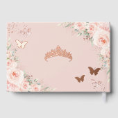 Blush Pink Floral Butterflies Quince XV Rose Gold (Verso)