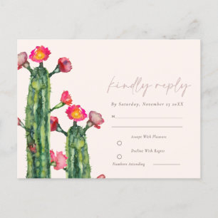 Blush Pink Floral Cacti Foliage Waterverf RSVP Briefkaart