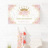  Blush Pink Floral Crown Princess Birthday Spandoek (Insitu)