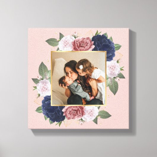 Blush Pink Floral Custom Photo op Canvas Afdruk (Voorkant)