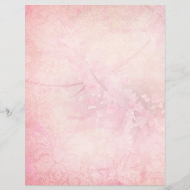 Blush Pink Floral & Damask Scrapbook Papier (Voorkant)