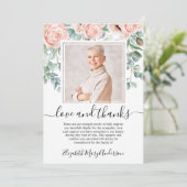 Blush Pink Floral Dank u Bereavement Foto Bedankkaart (Staand voorkant)