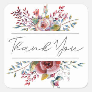Blush Pink Floral Dank u bruiloft plein Sticker
