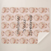Blush Pink Floral Dream Catcher Sherpa Deken (Voorkant (horizontaal))
