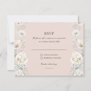 Blush Pink Floral Dream Wedding RSVP Kaartje