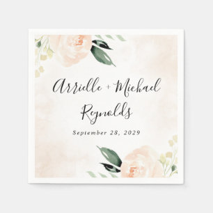 Blush Pink Floral Elegant Champagne Garden Wedding Servet