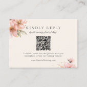 Blush Pink Floral Elegant Script Wedding RSVP Informatiekaartje (Voorkant)