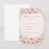 Blush Pink Floral Elegant Wedding Invitation Card (Devant / Derrière)