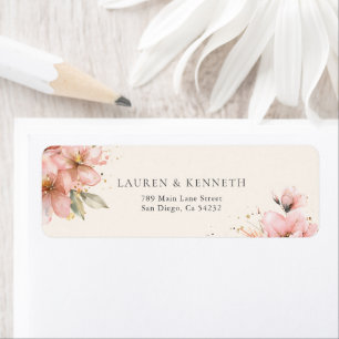 Blush Pink Floral Elegant Wedding Retour Adres Etiket