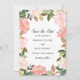 Blush Pink Floral Elegant Wedding Save The Date