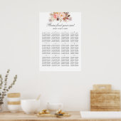 Blush Pink Floral Elegant Wedding Seding Chart Poster (Keuken)