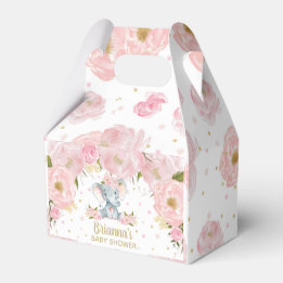 Blush Pink Floral Elephant Baby shower Birthday Bedankdoosjes