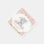 Blush Pink Floral Elephant Baby shower Birthday N Servet (Hoek)
